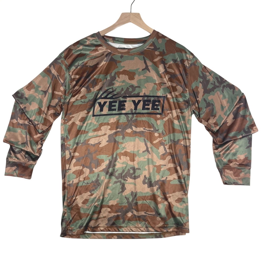 Yee Yee Apparel Camo T-Shirt L/S Men L Country Hunting Outdoor   Brown Green EUC